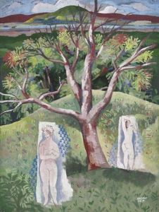 Zwei Weibliche Akte In Einer Landschaft by Bela Kadar