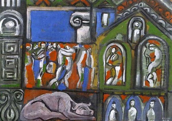 Personnages Et Taureau - view 1