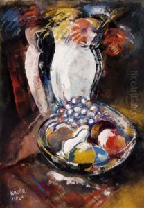 Gyumolcscsendelet Viragokkal (still Life Of Fruit With Flowers) by Bela Kadar