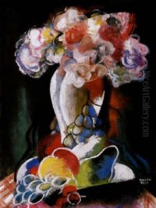 Viragcsendelet Gyumolcsokkel (still-life Of Flowers With Fruit) by Bela Kadar