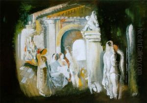 Kompozicio Aktokkal, Kutyaval (composition With Nudes And A Dog) by Bela Kadar