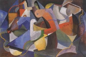 Lovas Kompozicio Figurakkal (horse Composition With Figures) by Bela Kadar