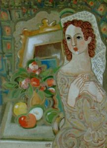 Atelierinterieur Mit Einer Jungen Frau by Bela Kadar