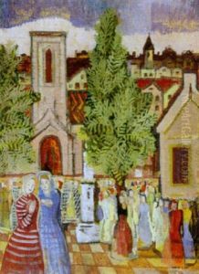 Menschenansammlung Vor Einer Kirche by Bela Kadar