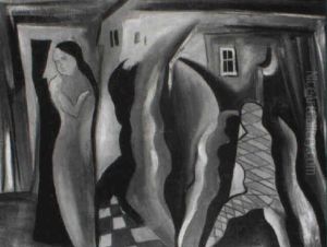 Women In Front Of A House by Bela Kadar