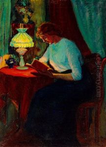 Girl Reading by Geza Kadar