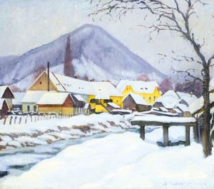 Snowy Landscape by Geza Kadar