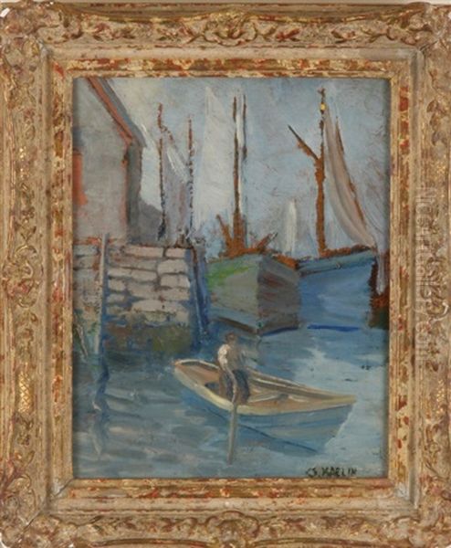 Harbor With Man In Boat - view 1