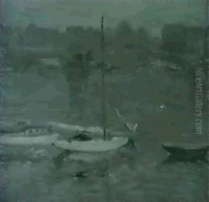 Sailboats In A Harbour by Charles Salis Kaelin