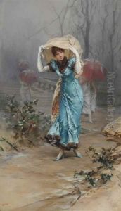 Taking Cover From The Storm by Frederik Hendrik Kaemmerer