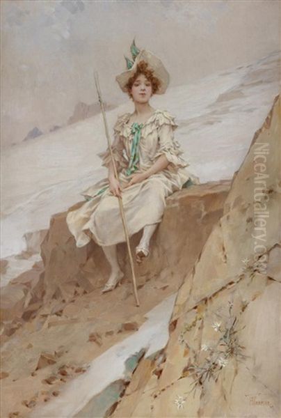 Elegant Woman With Bonnet In A Landscape - view 1