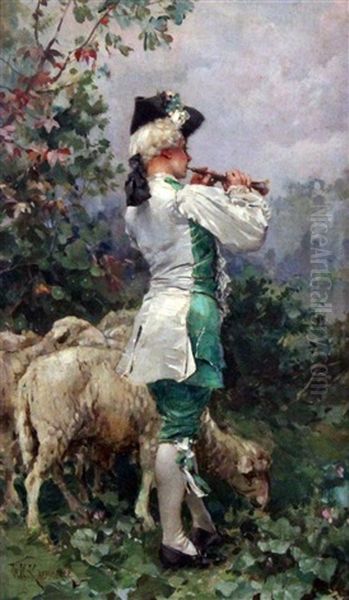 Pipe-playing Shepherd Boy And Sheep - view 1