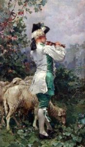 Pipe-playing Shepherd Boy And Sheep