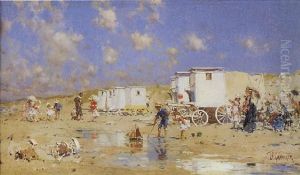 Beach At Scheveningen, Holland by Frederik Hendrik Kaemmerer