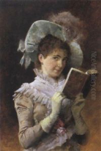 Jeune Elegante Tenant Un Livre Ouvert by Frederik Hendrik Kaemmerer