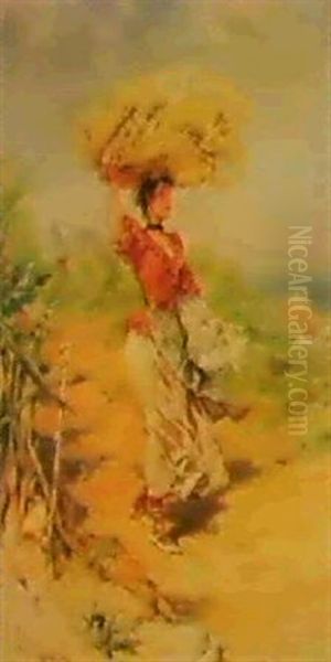 Girl Carrying Basket - view 1