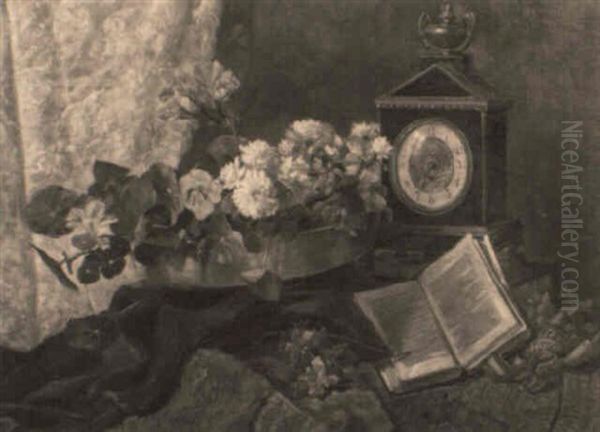 Stilleben Mit Blumen Und Uhr - view 1