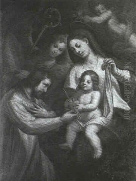 Madonna Mit Dem Jesuskind, Zwei Engeln Und Links Vorn Ein Bischof - view 1