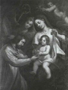 Madonna Mit Dem Jesuskind, Zwei Engeln Und Links Vorn Ein Bischof by Johann Mathias Kager