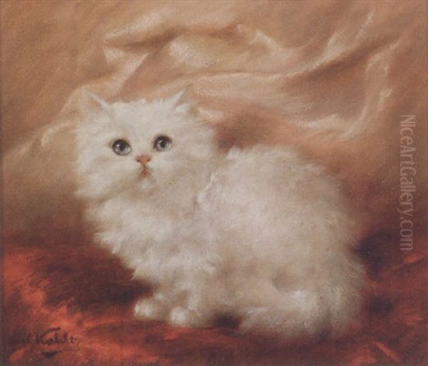 White Angora Kitten On A Pillow - view 1