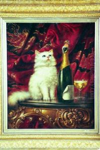 Persian Cat And Champagne Bottle