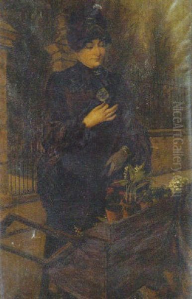 An Elegant Lady At A Flower Stand - view 1