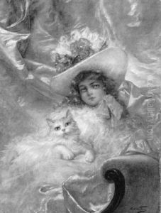 Madchen Mit Katze by Carl Kahler