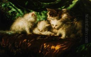 Kittens On A Velvet Cushion by Carl Kahler