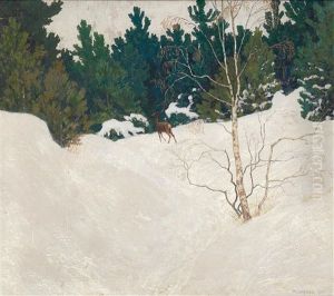 Reh Im Winterwald by Max Kahrer