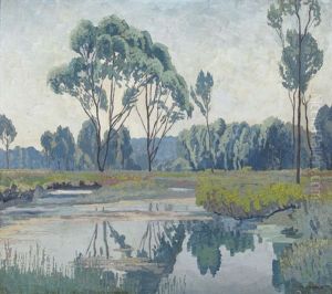 Sommerliche Auenlandschaft Mit Wald