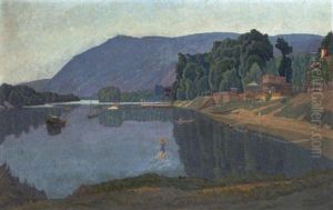 Klosterneuberg, Kritzendorf Strandbad, Im Hintergrund Der Kahlenberg