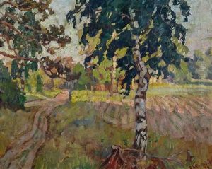 Sommerlandschaft Mit Baumen Und Einer Lichtung by Anatoly Dmitrievich Kaigorodov