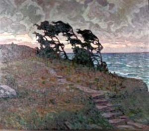 Kustenlandschaft Bei Abenddammerung (+ Violonisten, Verso) by Anatoly Dmitrievich Kaigorodov