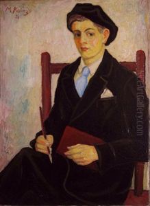 Portrait Of An Aritst With A Beret by Martin Kainz