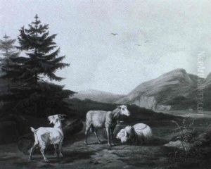 Schafe Und Ziegen Im Gebirgstal by Ernst Kaiser