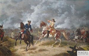 Feldherr In Einer Kavallerieschlacht Im Pulverdampf by Friedrich Kaiser