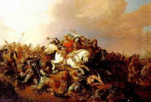 A Medieval Battle Scene by Friedrich Kaiser