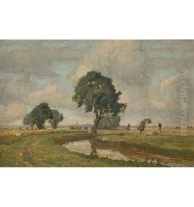 Baumbestandene Bachlandschaft by Richard Kaiser