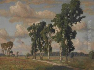 Sommerliche Landschaft Mit Birken