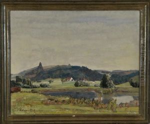 Idylle Am Weiler Mit Kleinem See In Einer Bewaldeten Hugellandschaft by Richard Kaiser