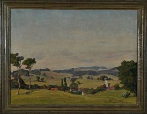 Weite Landschaft Mit Dorf Bei Uffing Am Staffelsee by Richard Kaiser