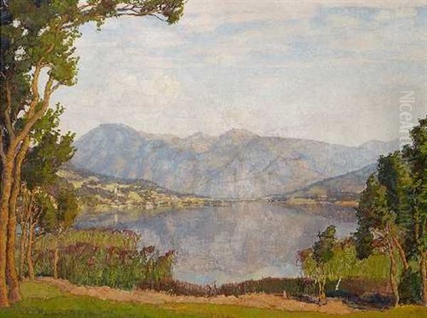 Landschaft Mit See Und Gebirgsmassiv - view 1