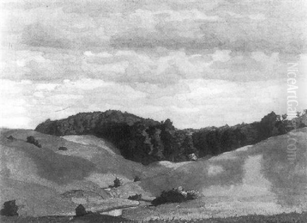 Hugelige Landschaft Mit Bachlauf - view 1