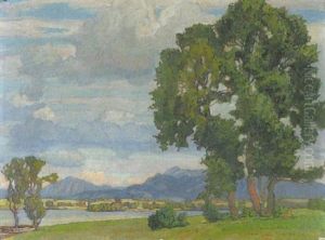 Sommerliche Voralpenlandschaft Mit Bauern Am Wasser by Richard Kaiser