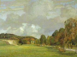 Sommerlandschaft Mit Einer Allee Zu Einem Gehoft Sommerlandschaft Mit Einer Allee Zu Einem Gehoft