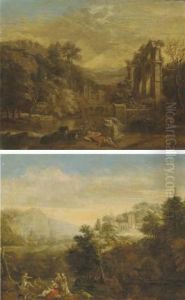 Diana And Her Nymphs In A Landscape; And The Death Of Adonis In A Landscape by Gerrit Van Battem