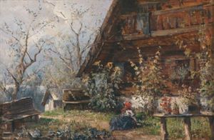 Sommer Im Bauerngarten Am Hallstatter See by Carl Kaiser-Herbst