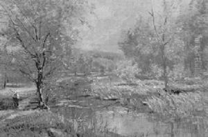 Flusslandschaft Unter Bewoelktem Himmel Flusslandschaft Unter Bewoelktem Himmel
