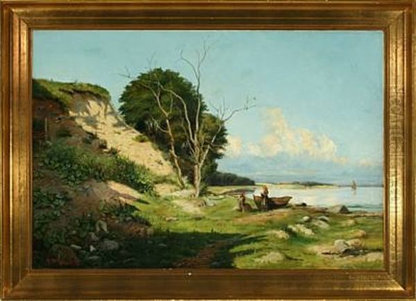 Coastal Scenery With Two Women At A Dinghy - view 1