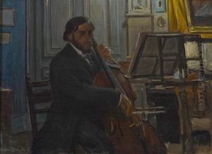 Cellospieler Im Salon by Karl Walter Leopold von Kalckreuth